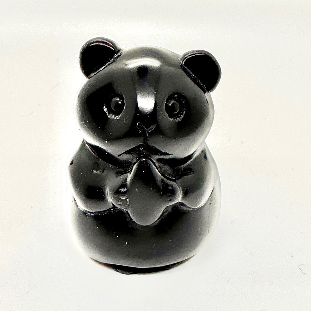Carved Obsidian Hamster Figurine 3.5” | Black Stone Crystal Animal Sculpture